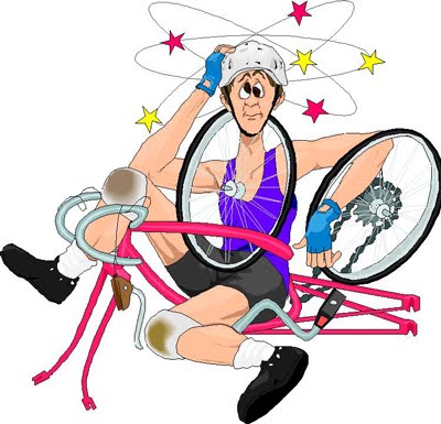 crashed bicyclist cartoon